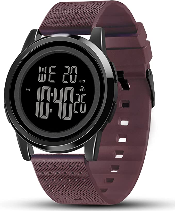 Unisex Digital Watch -BURGUNDY BLACK