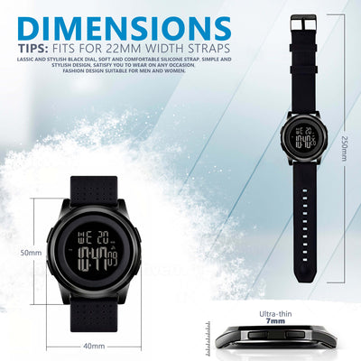 Unisex Digital Watch - Black Black