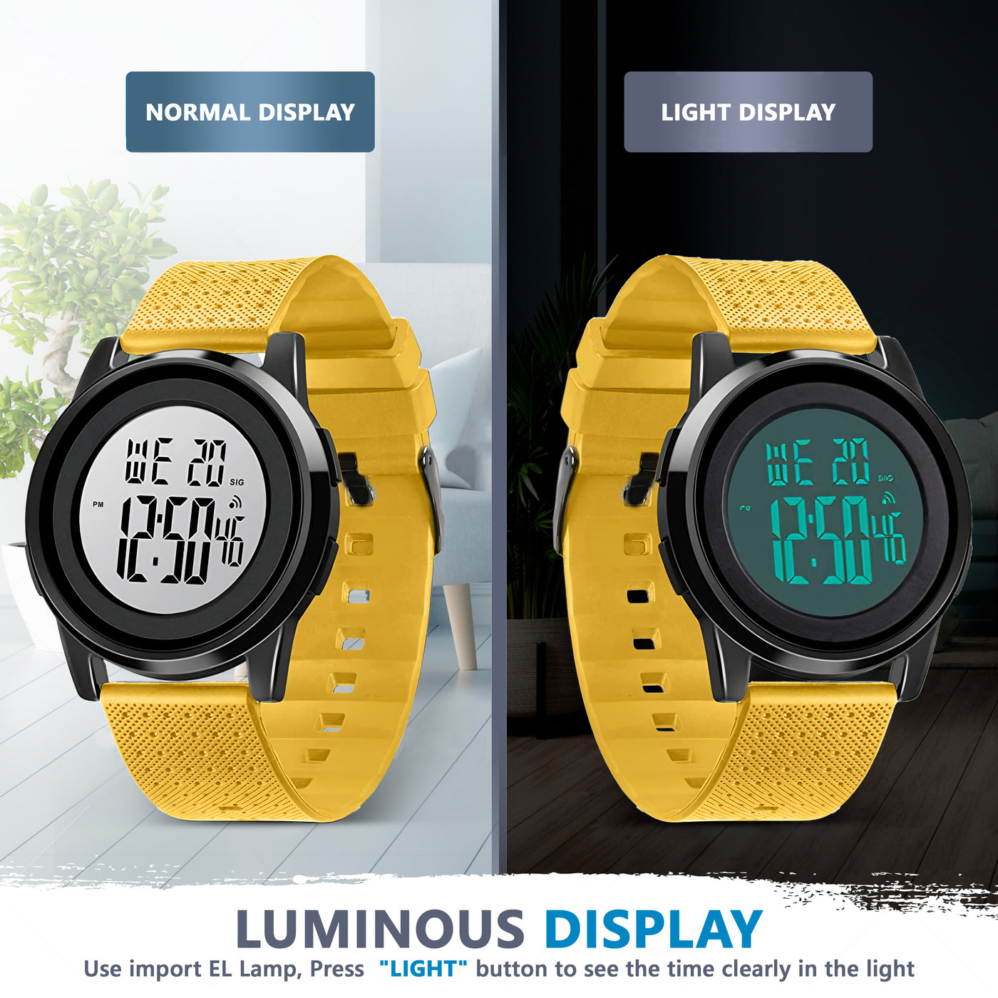 Unisex Digital Watch - Yellow White Ground