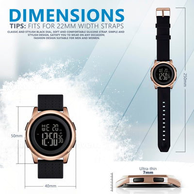 Unisex Digital Watch - Black Rose Gold